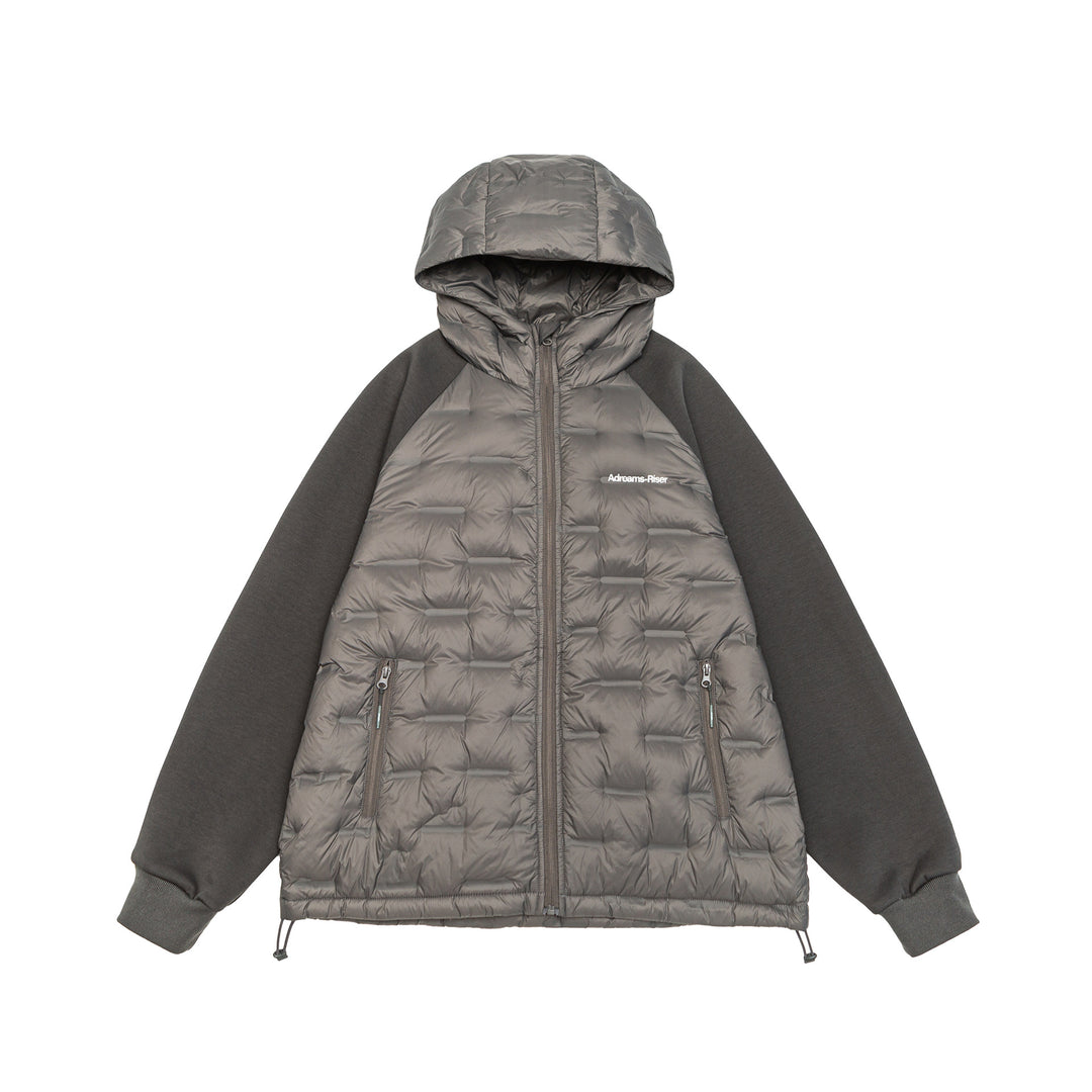 Men's hybrid quilted jacket with padded front, hood, and elastic sleeve cuffs Mune Fashion