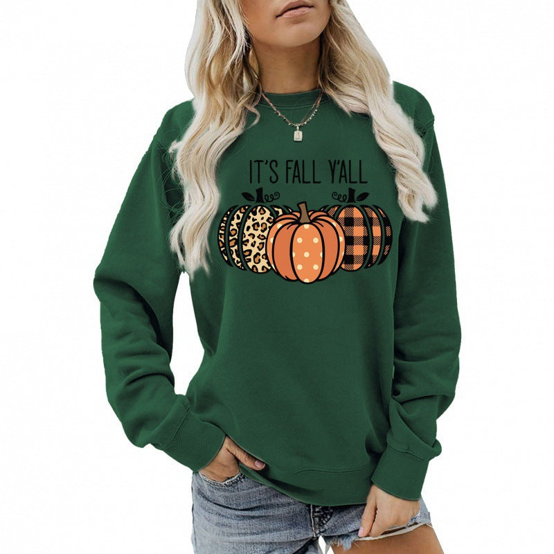 Women's casual autumn sweatshirt with pumpkin motif and round neck Mune Fashion