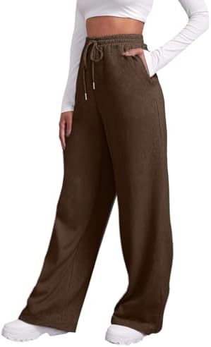 Ladies wide High-Waist Palazzo lounge pants with elastic comfort waistband, drawstring and side pockets Mune Fashion