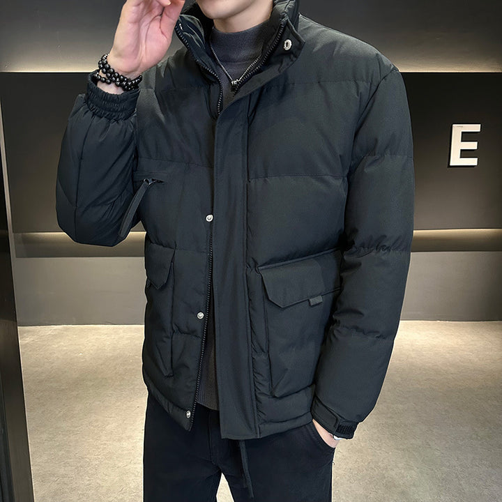 Men's thermo quilted jacket with high stand-up collar and flap pockets Mune Fashion