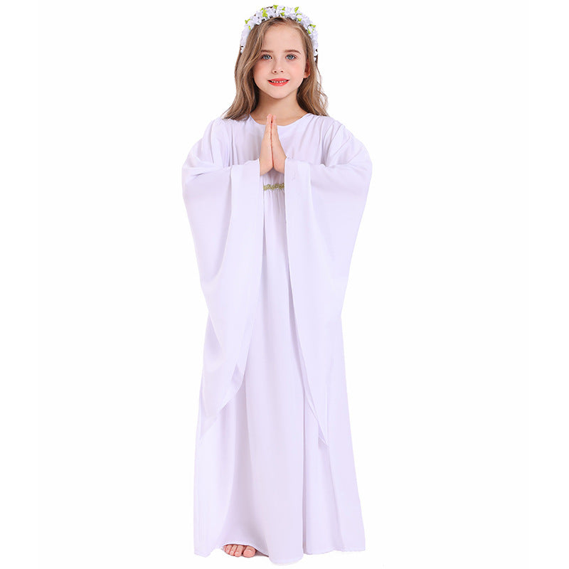 Girls fairy-tale dress with wide sleeves and floral belt Mune Fashion
