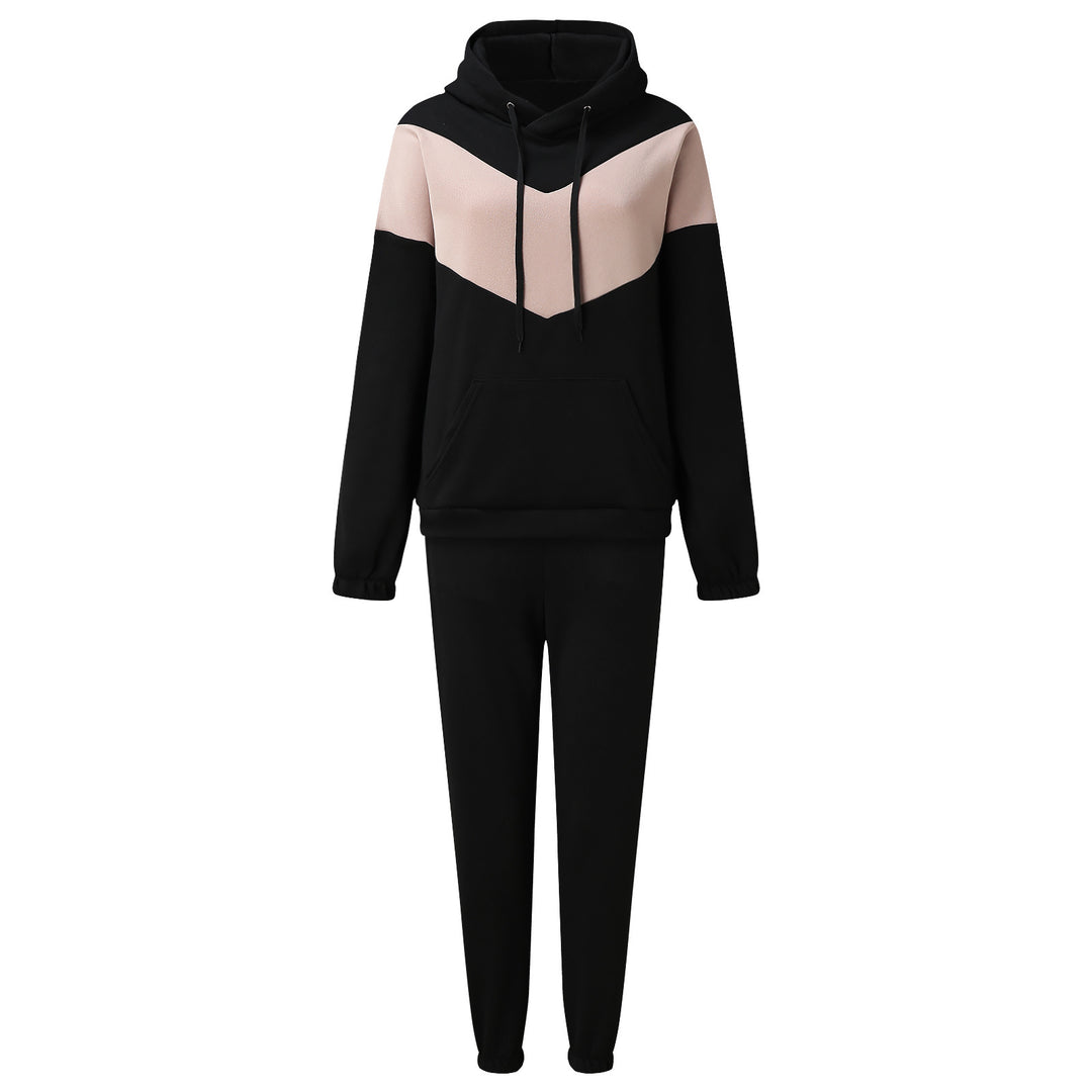 Women's two-piece loungewear set with chevron hoodie and fitted tapered joggers Mune Fashion