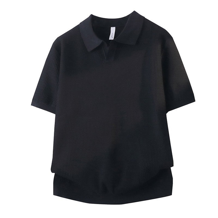 Women Short Sleeve Polo Shirt with Textured Design Mune Fashion