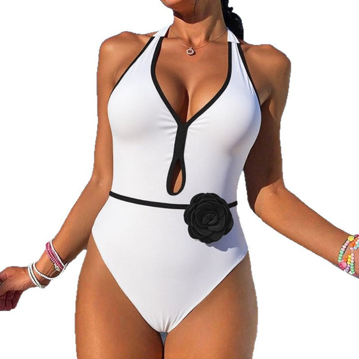 Women's Elegant Swimsuit with Unique Slit and Floral Accents Mune Fashion