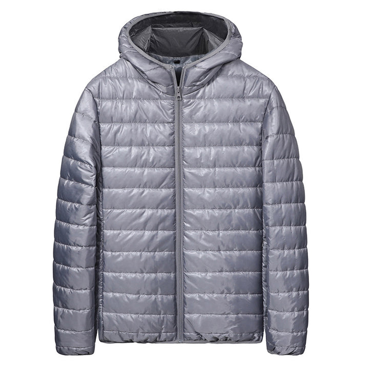 Men's ultralight quilted hoodie with horizontal chamber cut quilting and full zip Mune Fashion
