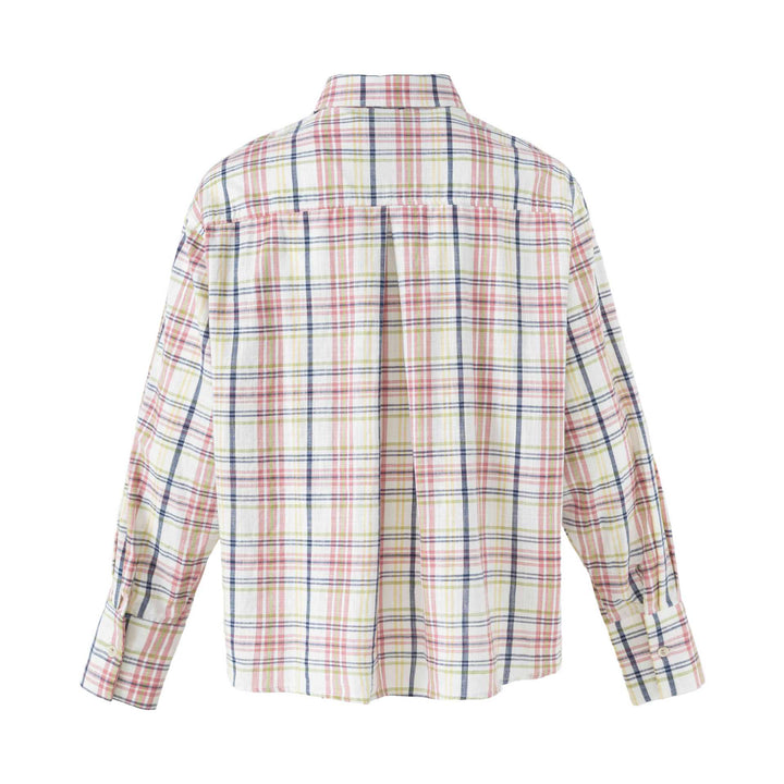 Women's Lightweight Checked Shirt in Oversized Fit made of Linen-Cotton Blend with Chest Pocket Mune Fashion