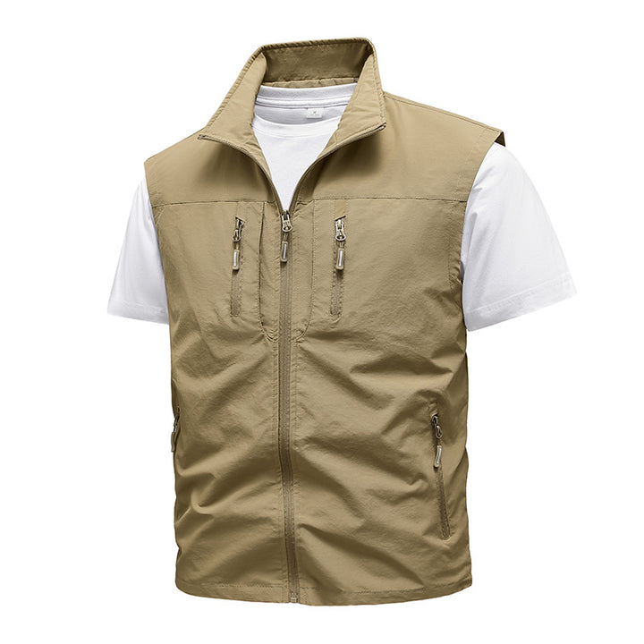 Men's functional zip vest with multiple zip pockets and high stand-up collar Mune Fashion