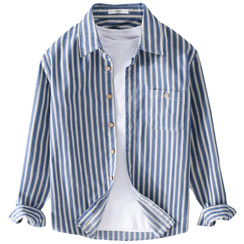Men's Casual Striped Linen Blend Shirt Jacket in Relaxed Fit with Chest Pocket Mune Fashion