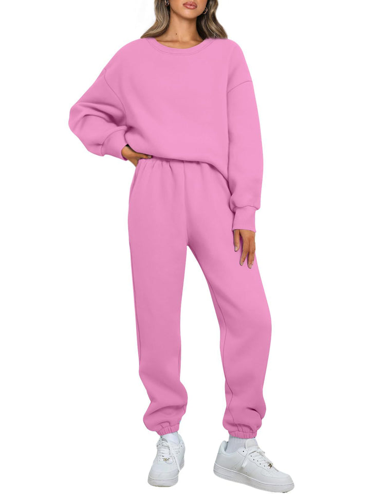 Women's cozy two-piece lounge set made of French terry with oversized sweatshirt and fitted joggers Mune Fashion