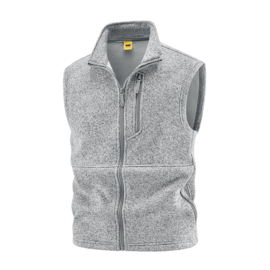 Men's fleece vest with high stand collar, chest zipper and side pockets Mune Fashion