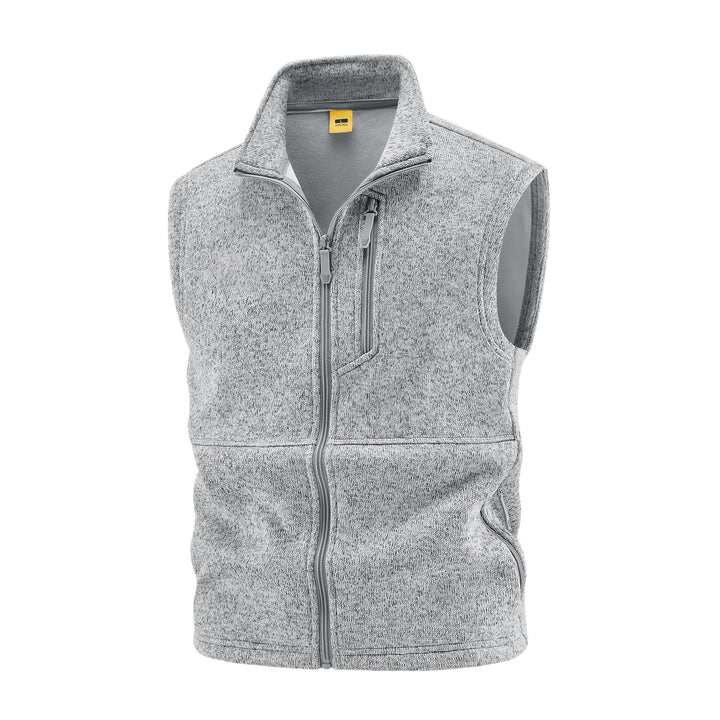 Men's fleece vest with high stand collar, chest zipper and side pockets Mune Fashion