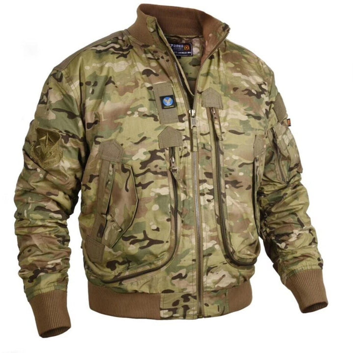 Men's pilot bomber jacket in utility style with multiple pockets, arm pocket and ribbed hem Mune Fashion
