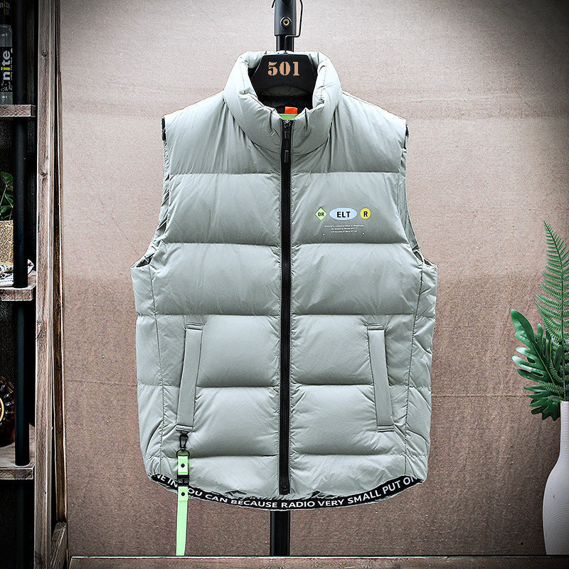 Men's padded quilted vest with high stand-up collar and drawstring hem Mune Fashion