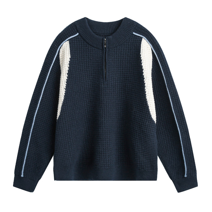 Men's Structured Knit Sweater with Half Zipper Mune Fashion