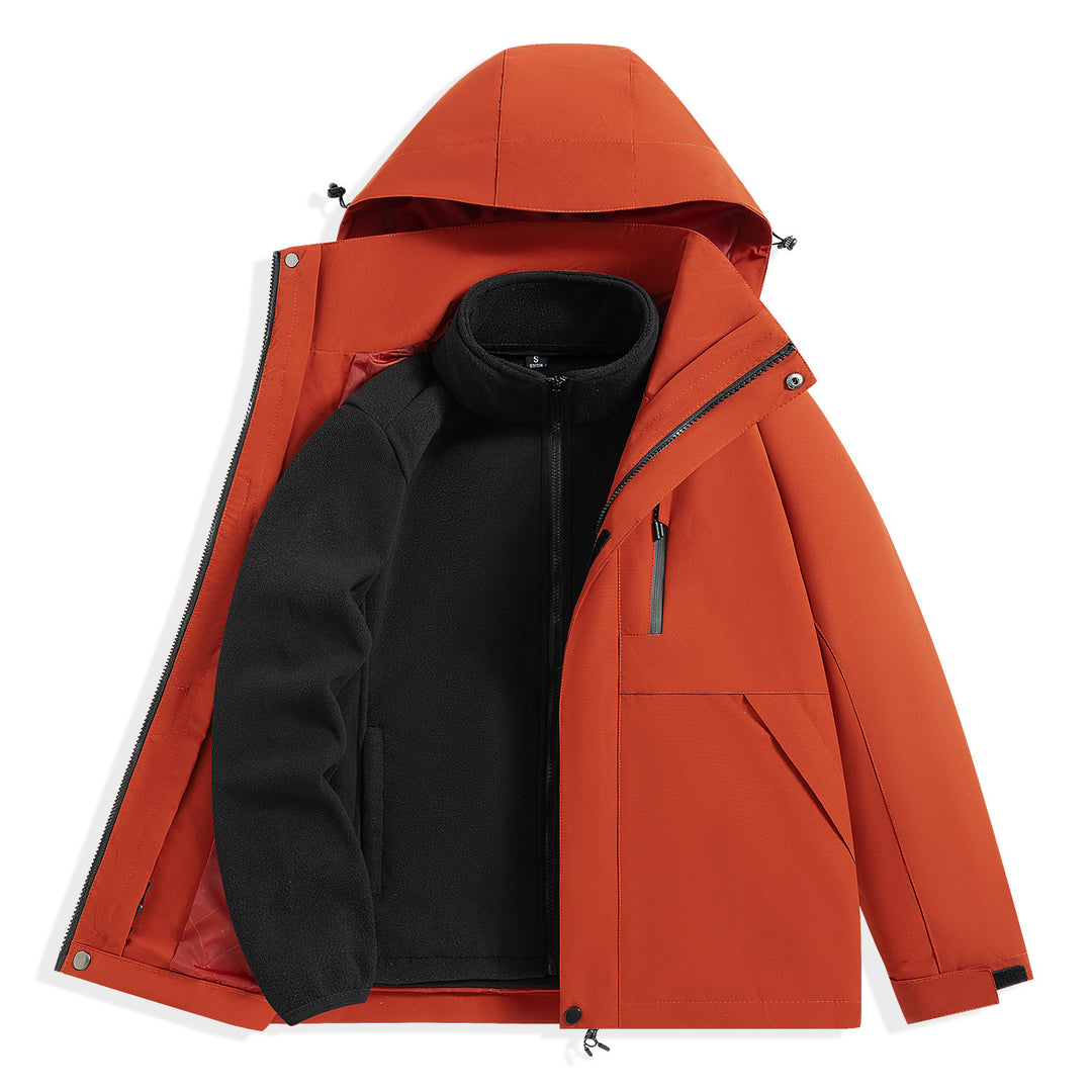 Men's two-layer outdoor parka with removable fleece inner jacket and hood Mune Fashion