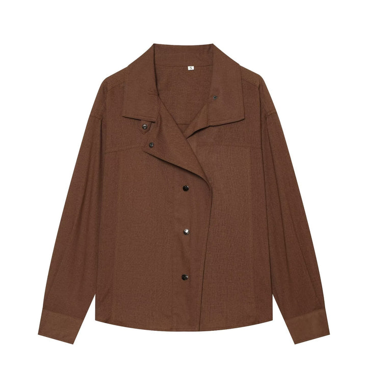 Women's Oversized Shirt Blouse Jacket with Snap Button Placket and Loose Fit Drune