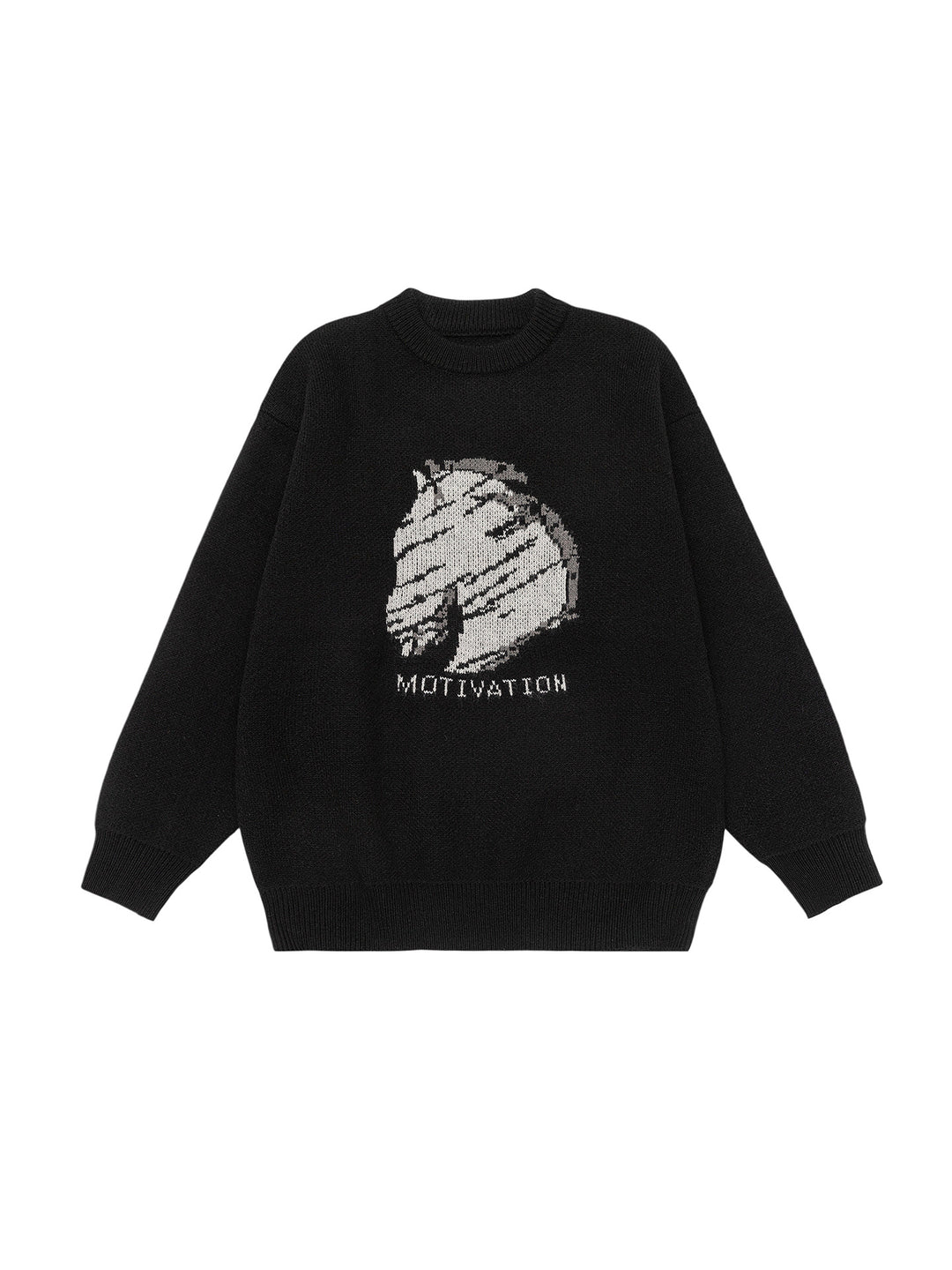Damen Oversize-Strickpullover mit Intarsienmotiv und Rundhalsausschnitt Mune Fashion