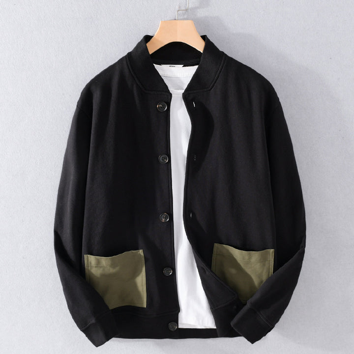 Men's Casual Bomber Style Shirt Jacket with Applied Contrast Pockets Mune Fashion