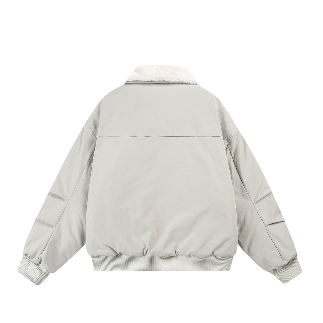 Men's Boxy Bomber Jacket with Teddy Collar and Ribbed Hem Mune Fashion