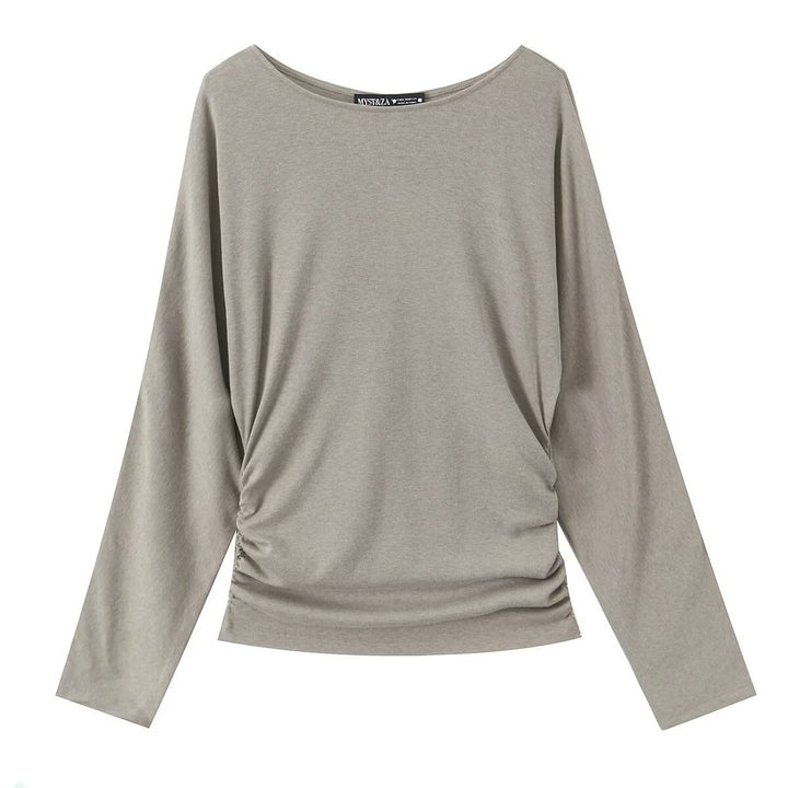 Women's long-sleeve shirt with side gathering and dropped shoulders Mune Fashion