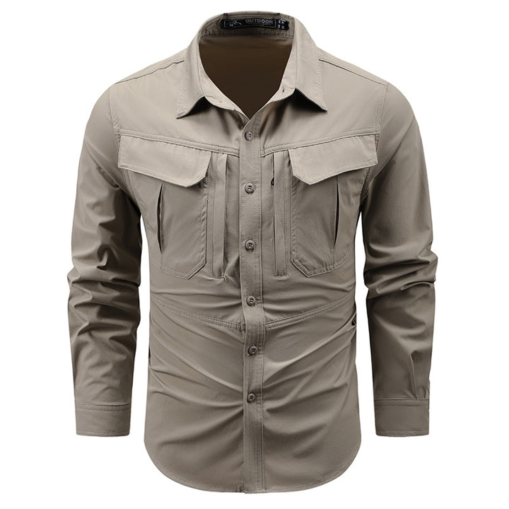 Men's Nan Lightweight Utility Field Shirt with double ventilated breast pockets, reinforced elbows, and quick-drying functional blend Mune Fashion