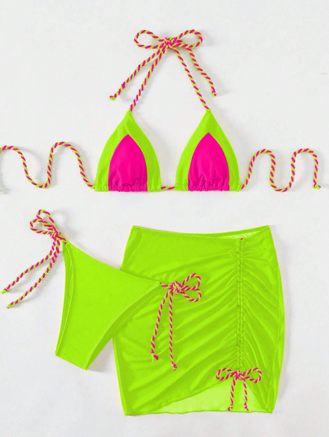 Women's bikini set with modern knot design and figure-hugging skirt Mune Fashion