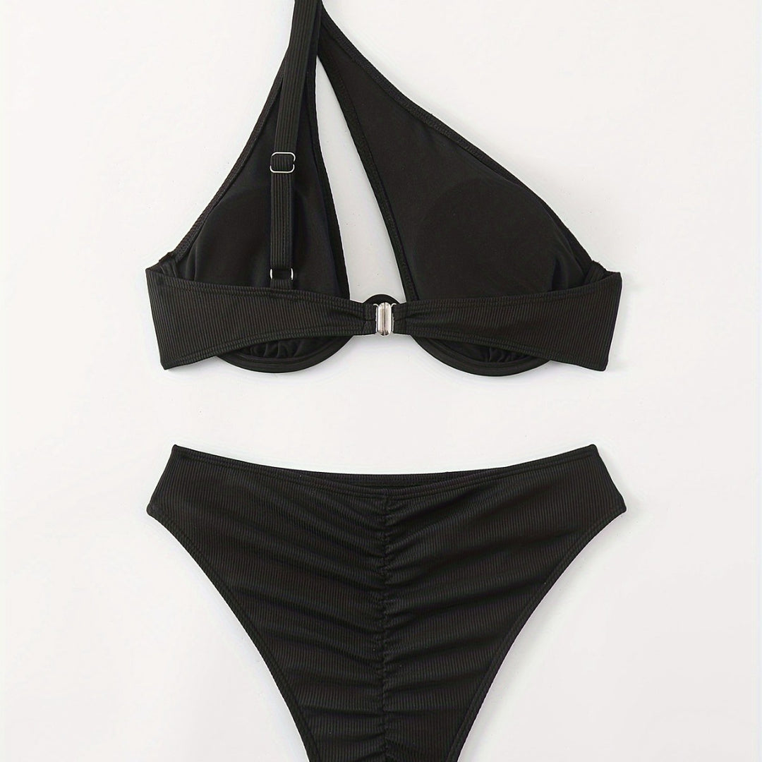Women's bikini set with asymmetrical strap design and supportive push-up top Mune Fashion