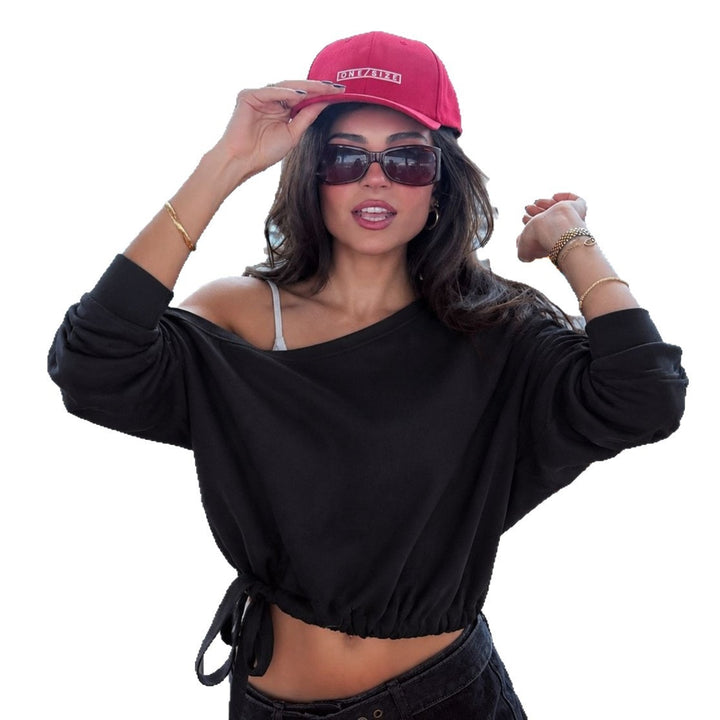 Women's off-shoulder sweatshirt with knot belt and oversized fit Mune Fashion