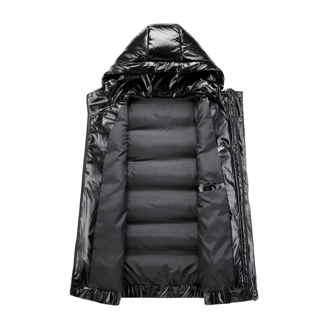 Women sleeveless high-gloss quilted vest with hood and thermal insulation Mune Fashion
