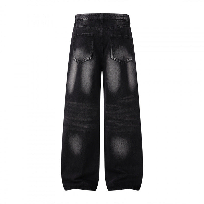Women Wide High Waist Jeans Pants in Balloon Cut with Used Effect and Elastic Hem Mune Fashion