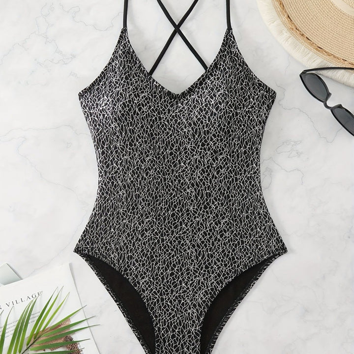 Women's One-Piece Swimsuit with Sophisticated Cross-Strap Design Mune Fashion