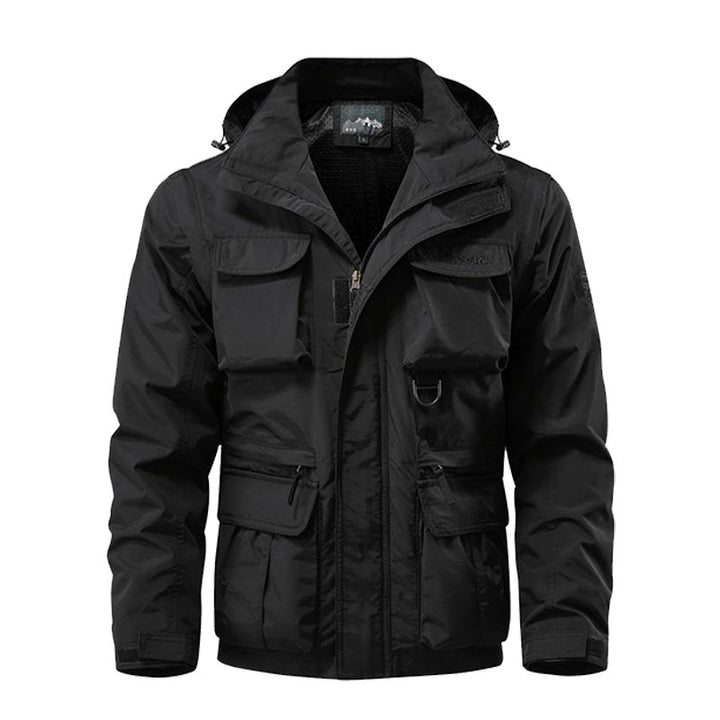Men's multifunctional field jacket with hood, water-repellent shell, and organizer pockets Mune Fashion
