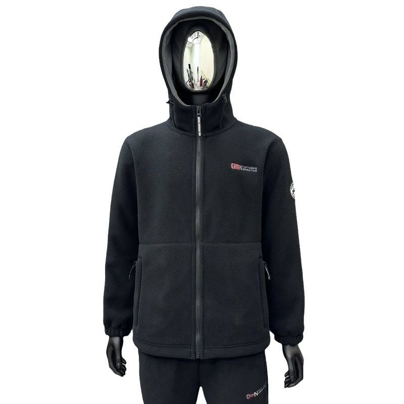 Men's fleece hoodie jacket with wind-resistant surface and zippered pockets Mune Fashion
