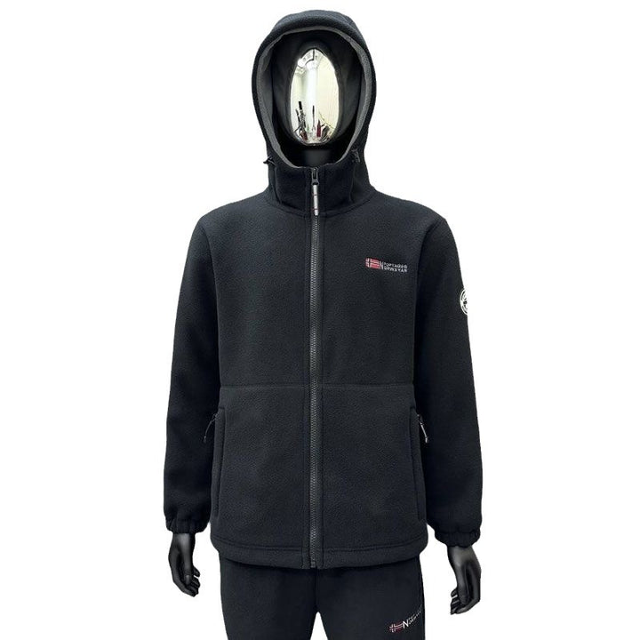Men's fleece hoodie jacket with wind-resistant surface and zippered pockets Mune Fashion