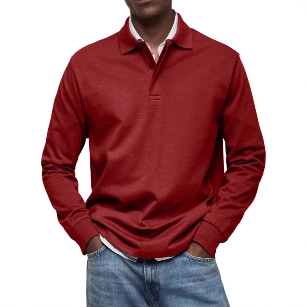 Men's fine-knit polo shirt with long sleeves, ribbed cuffs and concealed button placket Mune Fashion