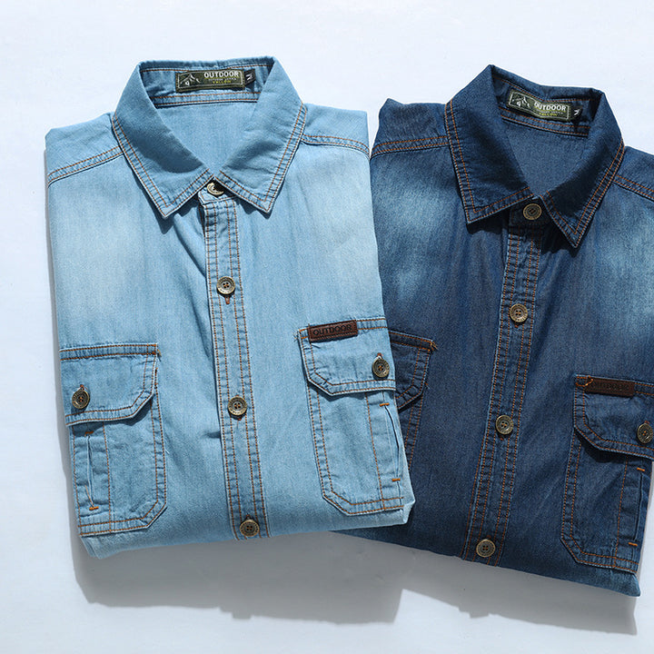 Men's Denim Shirt Jacket with Utility Pockets Mune Fashion