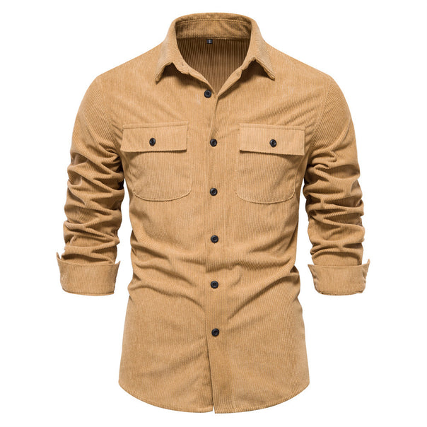 Men's fine cord overshirt with chest pockets, continuous button placket, and close-fitting silhouette Mune Fashion