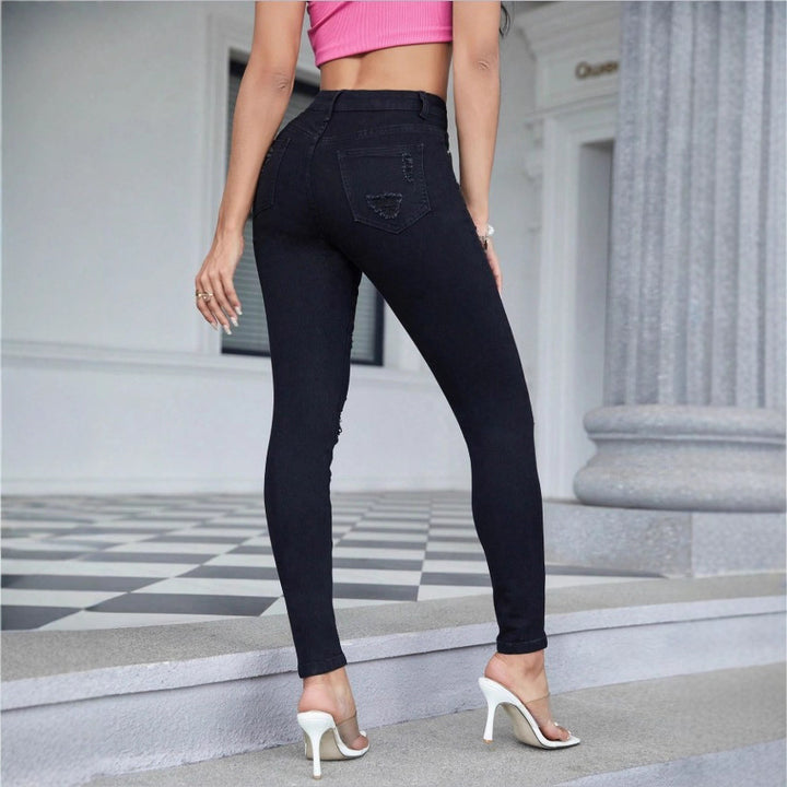 Ladies High-Waist Skinny Jeans with strong Destroy Effect Mune Fashion
