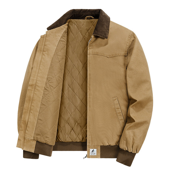 Men's Fashion Transitional Jacket with Velvety Collar Mune Fashion