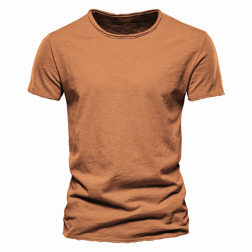 Men's light cotton jersey short-sleeve shirt with V-neck and slim fit Mune Fashion
