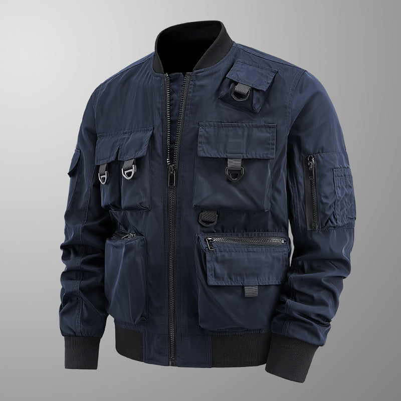 Men's Urban Utility Bomber with Modular Pockets and Zipper Front Mune Fashion