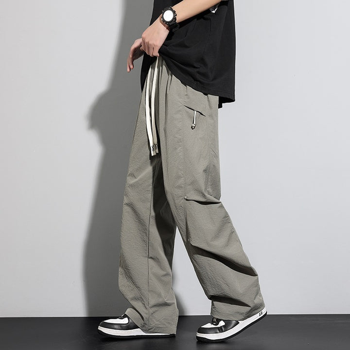 Men's Utility Cargo Lounge Pants with Drawstring Waist, Multiple Pockets & Wide Leg Mune Fashion