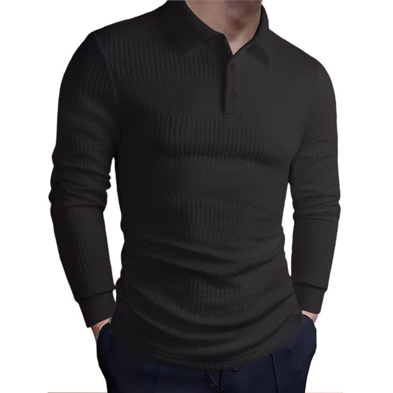 Men's tailored waffle knit polo shirt with classic polo collar Mune Fashion