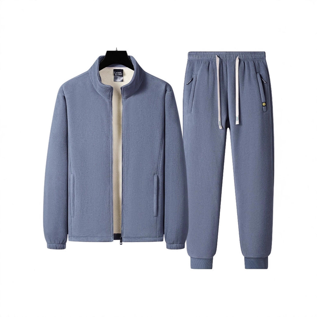 Men's three-piece fleece set with padded vest, stand-up collar jacket, and joggers Mune Fashion