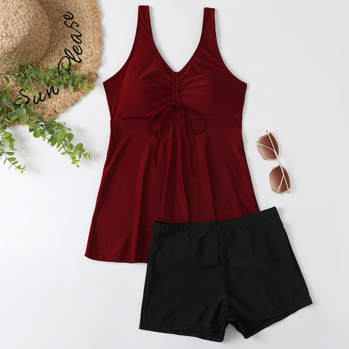 Ladies Tankini Set with Fashionable Floral Print and Ruffles Mune Fashion