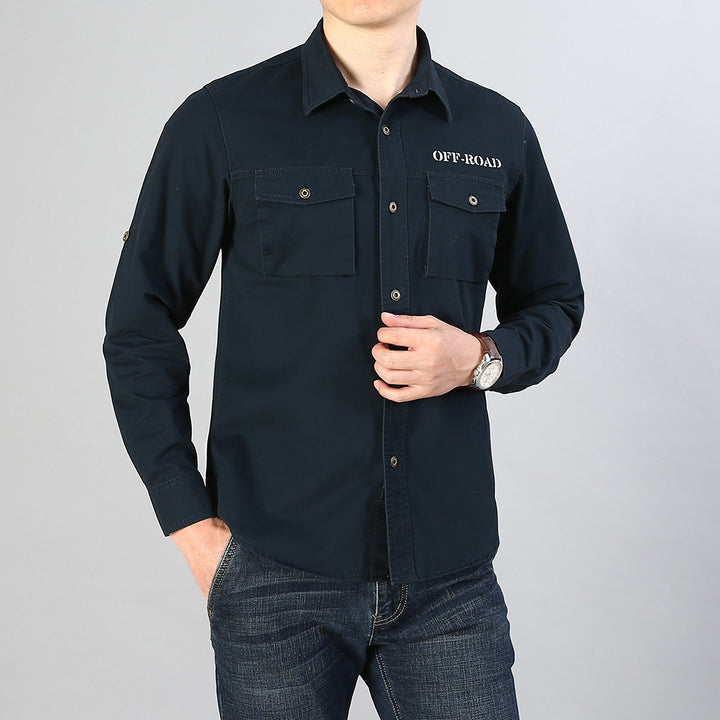 Men's military shirt with chest pockets, sleeve roll function and off-road print Mune Fashion