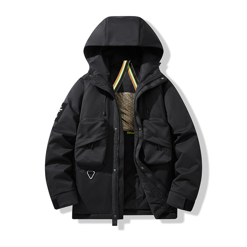 Men's Technical Utility Parka with Hood, multifunctional Front Pockets and Thermal Lining Mune Fashion