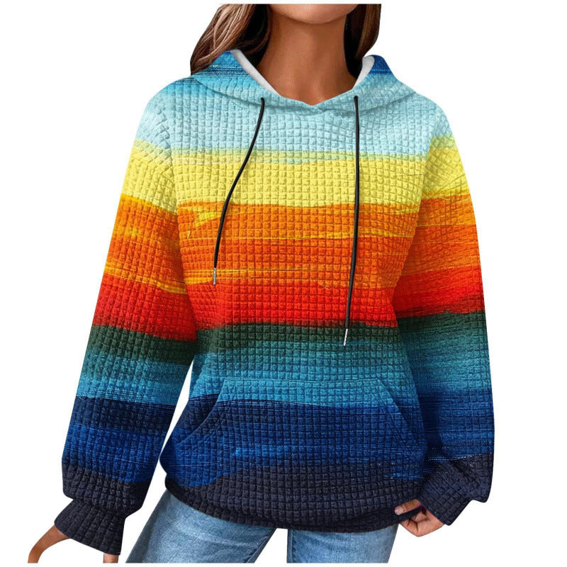 Women’s Fashionable Hooded Sweater in Checkered Design Mune Fashion