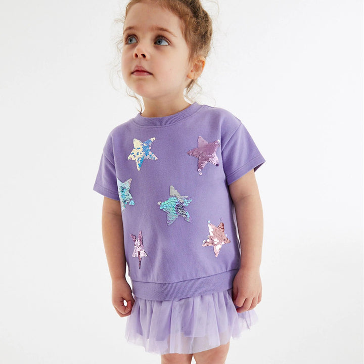Girls T-Shirt with sparkling stars and tulle skirt Mune Fashion
