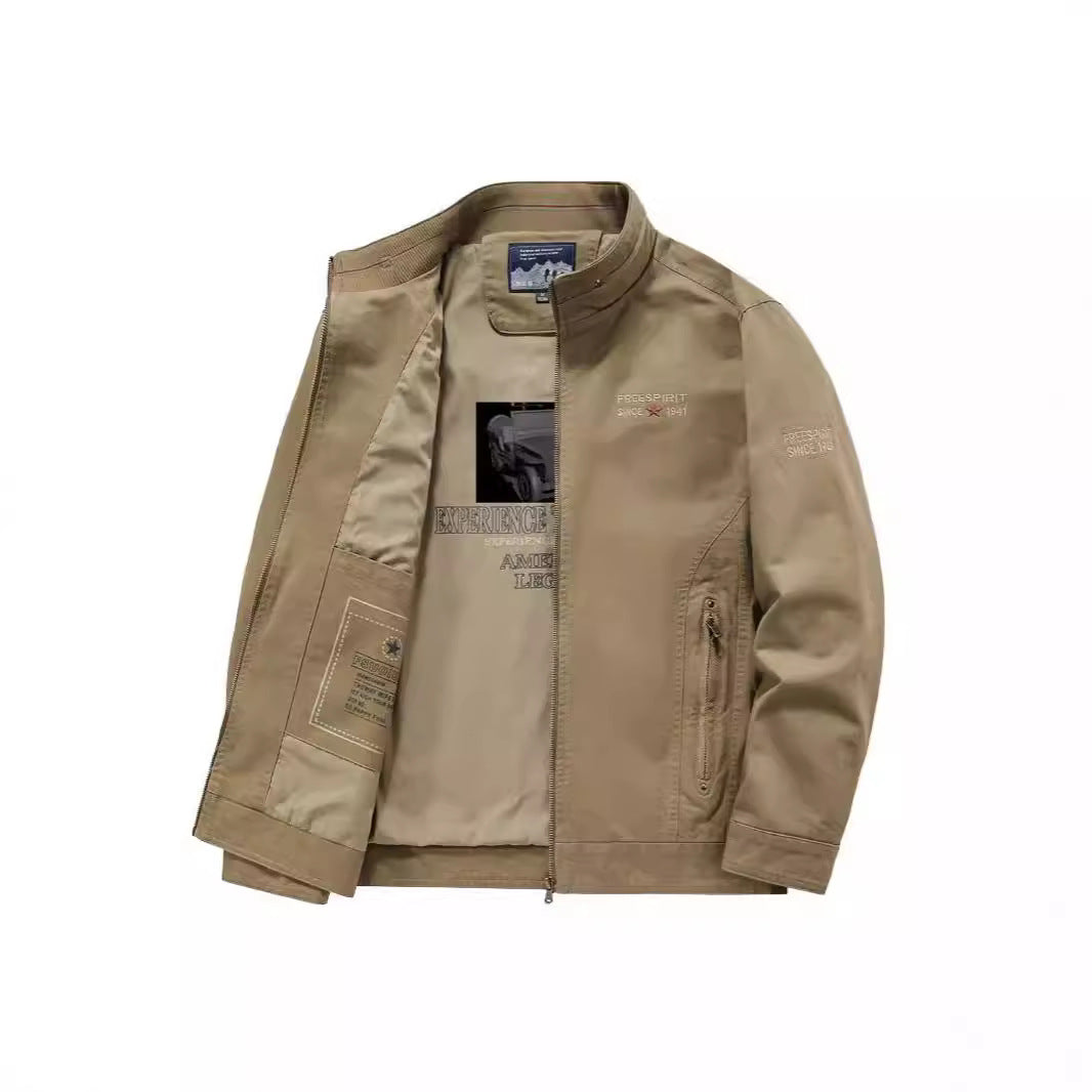 Men's Casual Short Jacket in Harrington Style with Stand Collar and Inner Pocket Mune Fashion